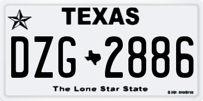 TX license plate DZG2886