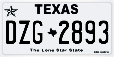 TX license plate DZG2893