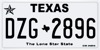 TX license plate DZG2896