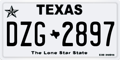 TX license plate DZG2897