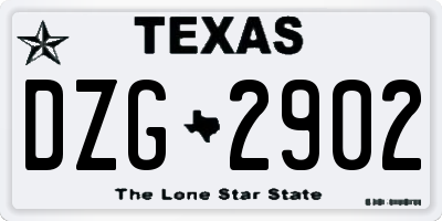 TX license plate DZG2902