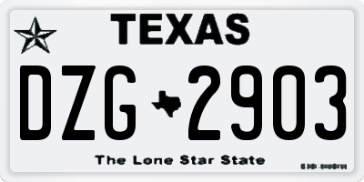 TX license plate DZG2903