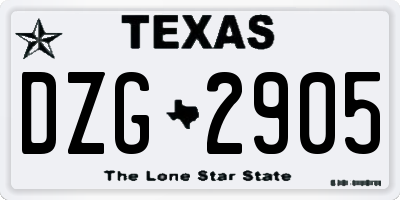 TX license plate DZG2905