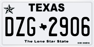 TX license plate DZG2906
