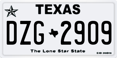TX license plate DZG2909