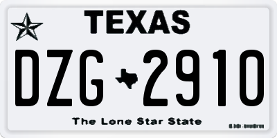 TX license plate DZG2910