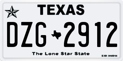 TX license plate DZG2912