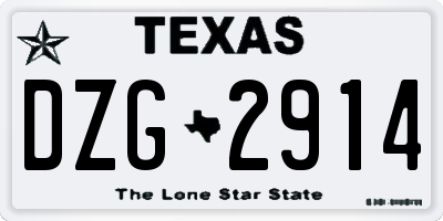TX license plate DZG2914