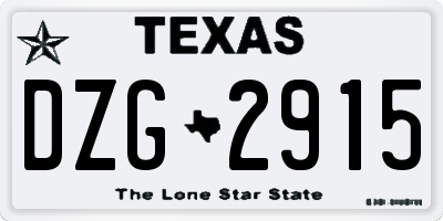 TX license plate DZG2915