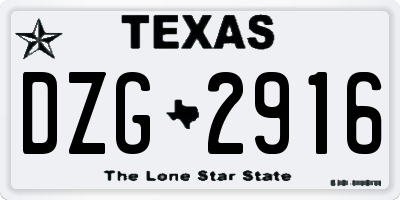 TX license plate DZG2916