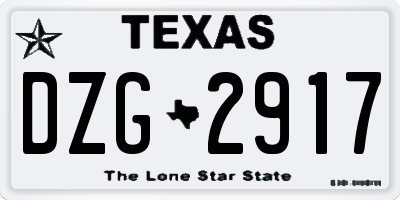 TX license plate DZG2917