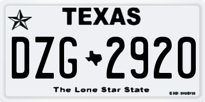 TX license plate DZG2920