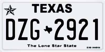 TX license plate DZG2921