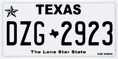 TX license plate DZG2923
