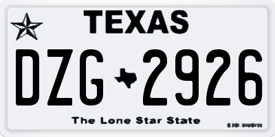 TX license plate DZG2926