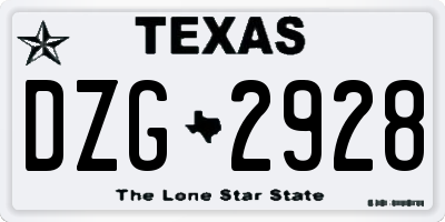 TX license plate DZG2928