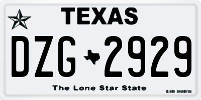 TX license plate DZG2929
