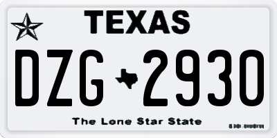 TX license plate DZG2930