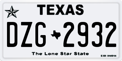 TX license plate DZG2932
