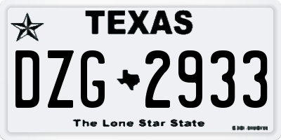 TX license plate DZG2933
