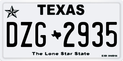 TX license plate DZG2935