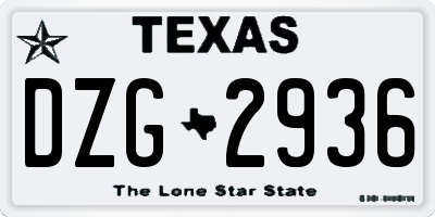 TX license plate DZG2936