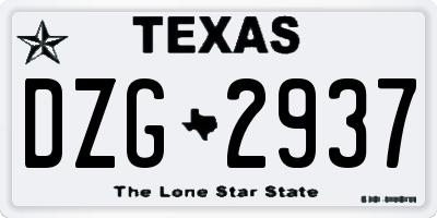 TX license plate DZG2937