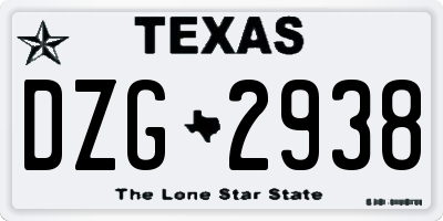 TX license plate DZG2938