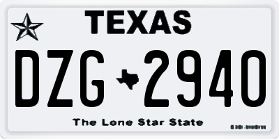 TX license plate DZG2940