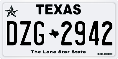 TX license plate DZG2942