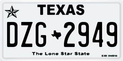 TX license plate DZG2949