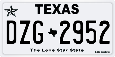TX license plate DZG2952