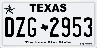 TX license plate DZG2953