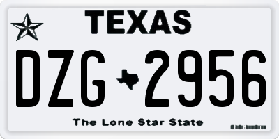 TX license plate DZG2956