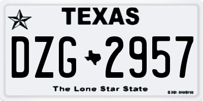 TX license plate DZG2957