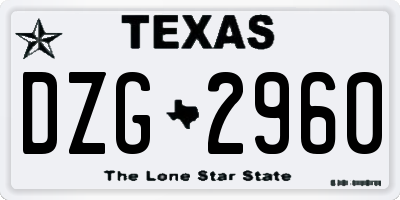TX license plate DZG2960