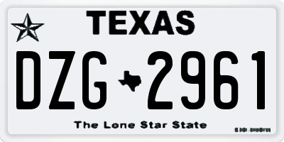 TX license plate DZG2961