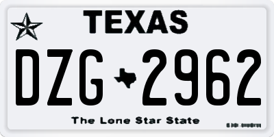 TX license plate DZG2962