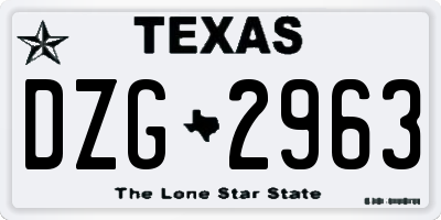 TX license plate DZG2963