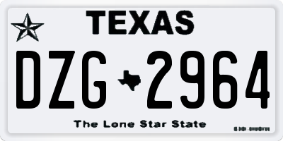 TX license plate DZG2964