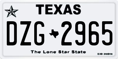 TX license plate DZG2965