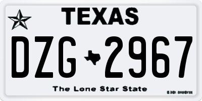 TX license plate DZG2967