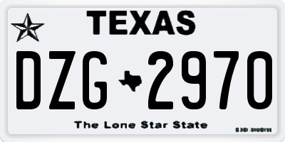 TX license plate DZG2970