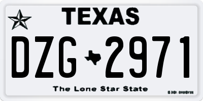 TX license plate DZG2971