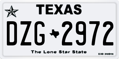 TX license plate DZG2972