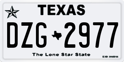 TX license plate DZG2977