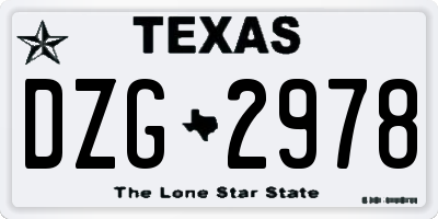TX license plate DZG2978