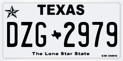 TX license plate DZG2979
