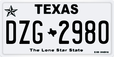 TX license plate DZG2980