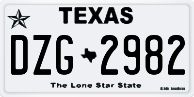 TX license plate DZG2982